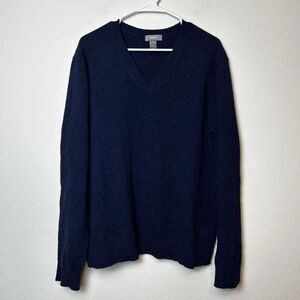 Neiman Marcus Cashmere Sweater Mens XL Blue V Neck Luxury Preppy Classic Comfort